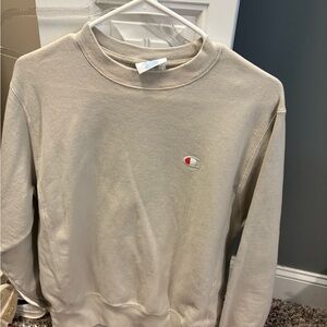 Champion Cream Crew Neck Sweater Soft Knit Relaxed Fit